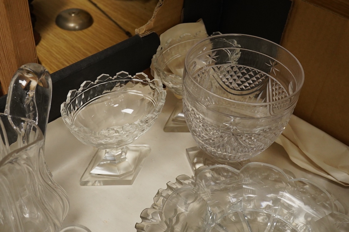 A collection of 19th and 20th century glassware including a French 1920’s black enamelled figural glass